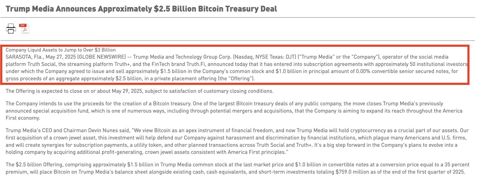 The Largest Bitcoin Treasury Deal