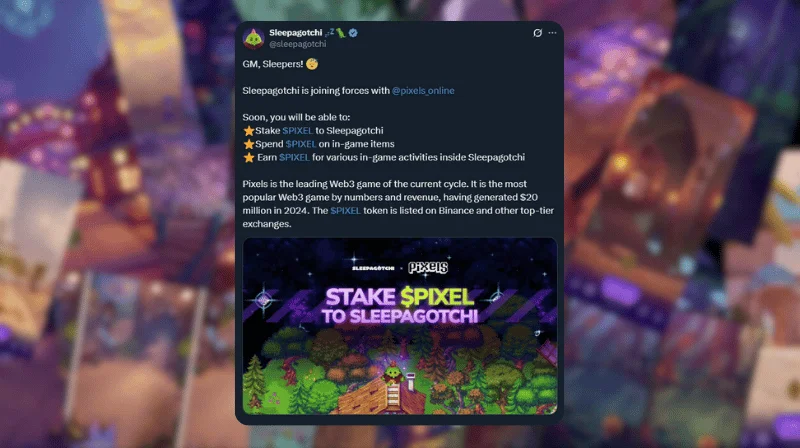 Pixels and Sleepagotchi Brings $PIXEL Staking to Telegram