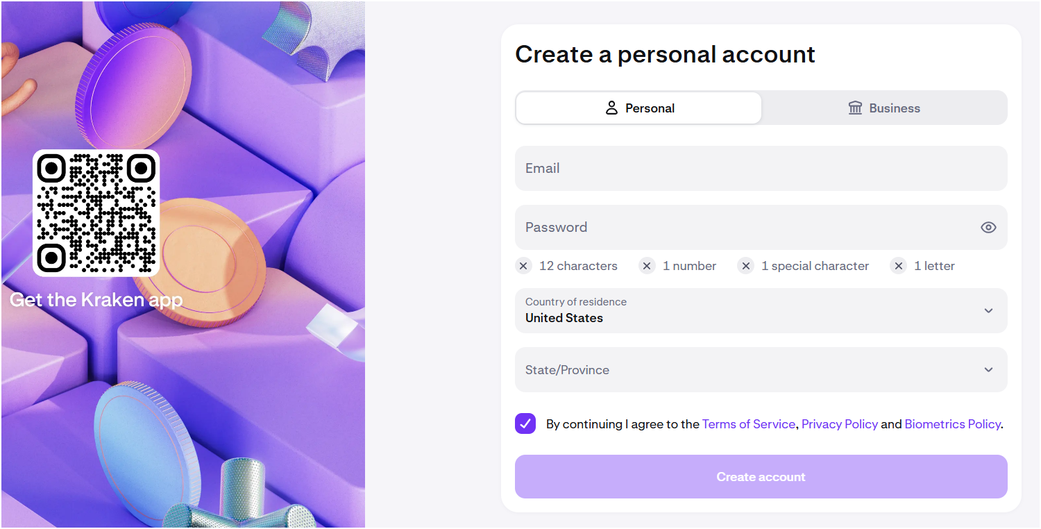 Step 1: Go to the Kraken Website and Sign Up