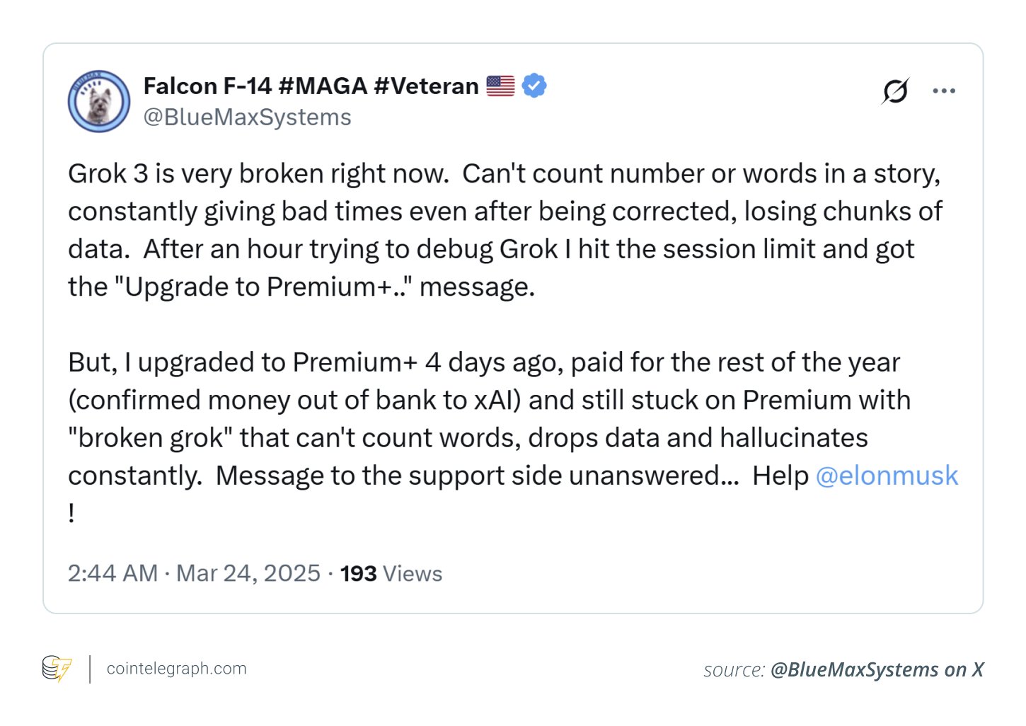 Access issues with Grok-3