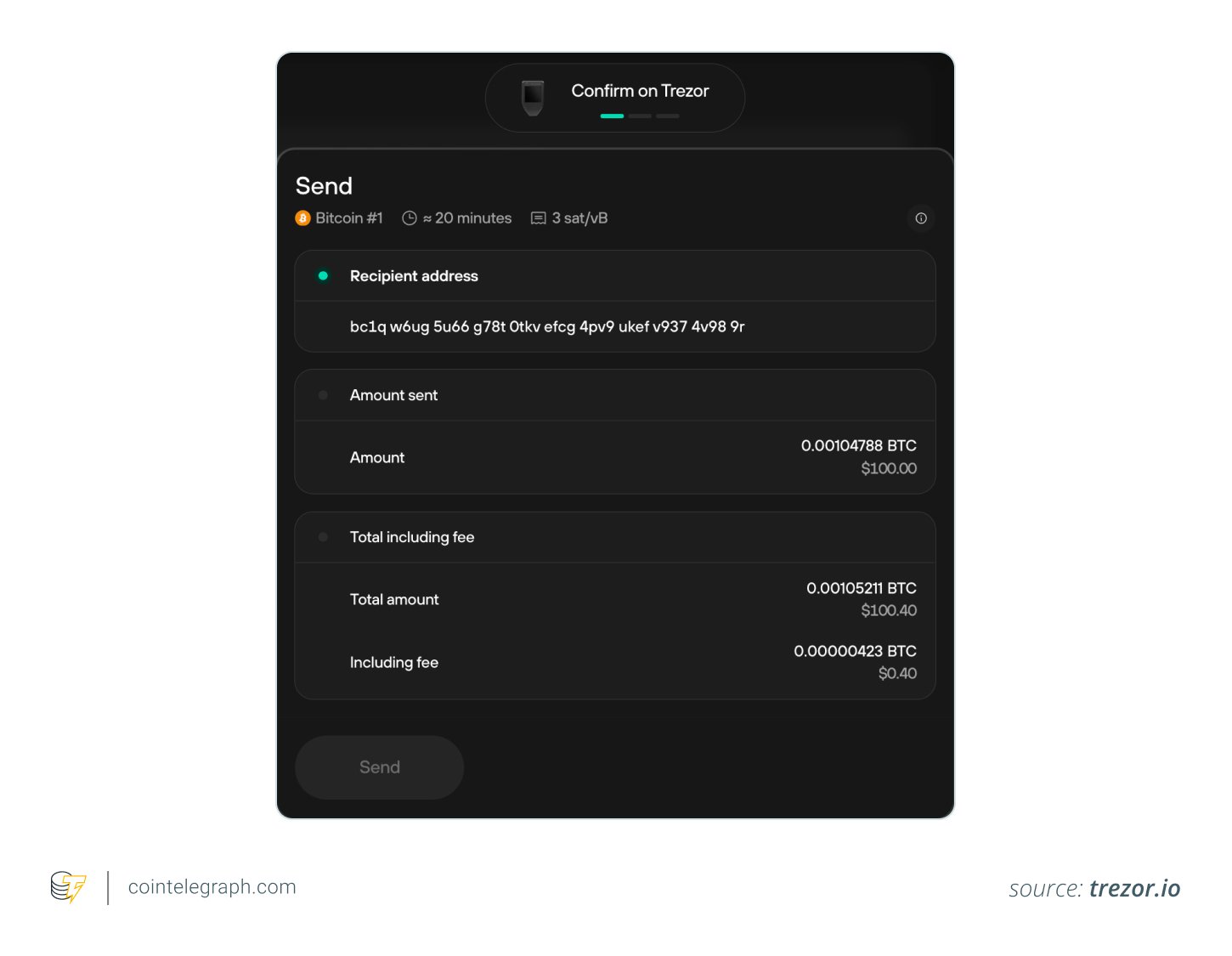 Sending crypto with Trezor Suite