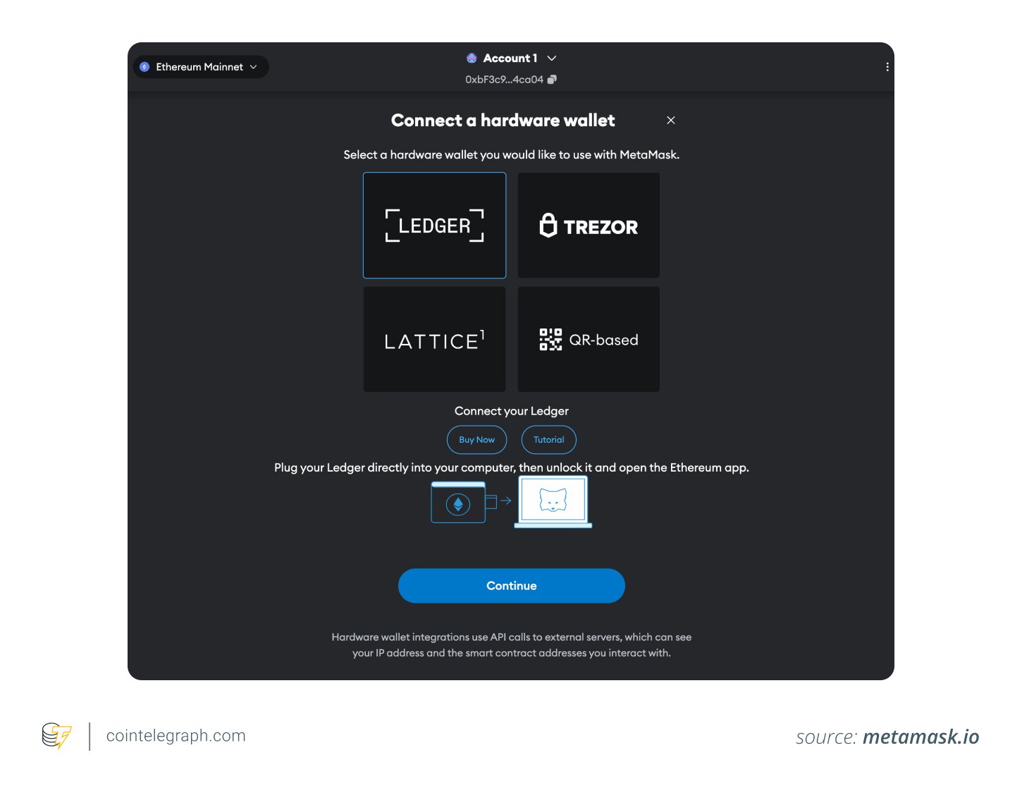 Connecting a hardware wallet to MetaMask