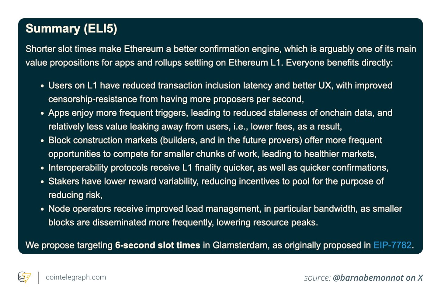 Shortening the Ethereum L1 slot time from 12 to 6 seconds has benefits across the stack Shortening the Ethereum L1 slot time from 12 to 6 seconds has benefits across the stack
