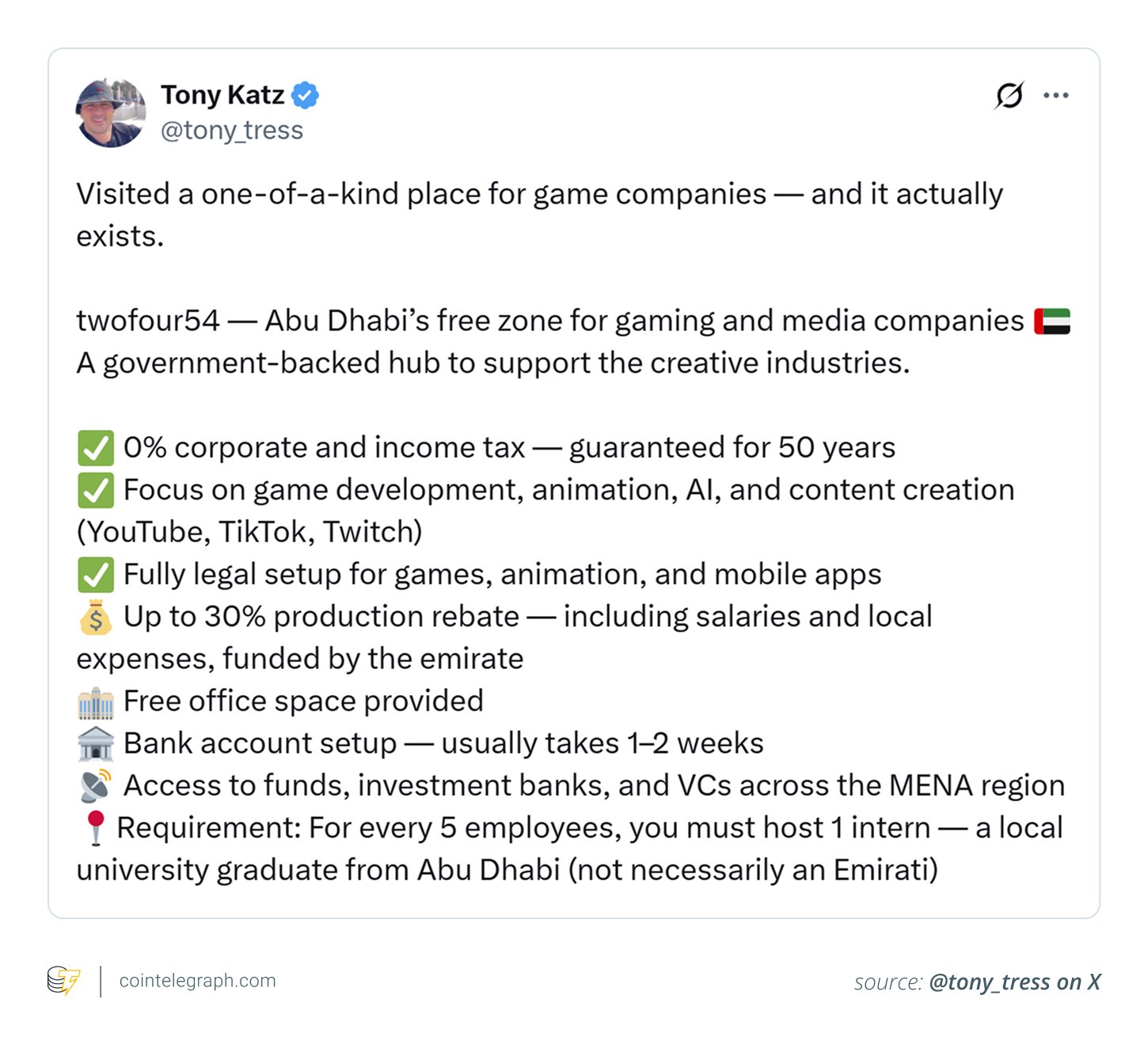 Tony Katz on Abu Dhabi's free zone advantages