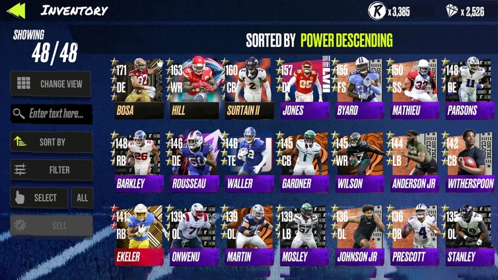 NFL Rivals Review - Team Roster