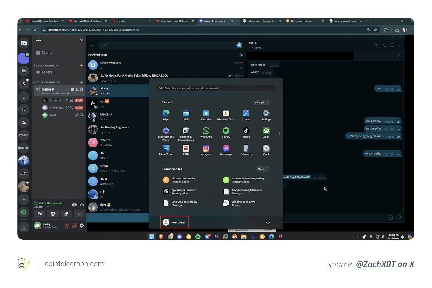 Chetal's full name is visible in live screenshare