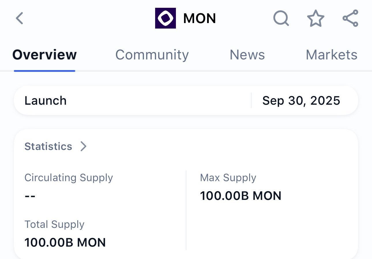 CoinMarketCap Reveals the Date of Monad Mainnet