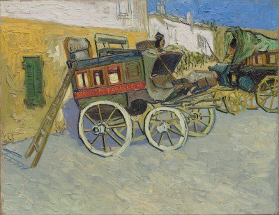 A painting of a stagecoach.