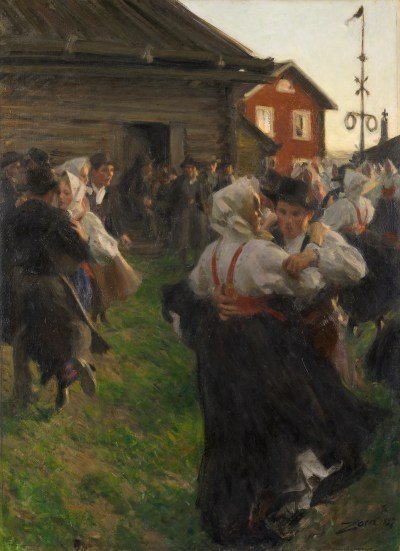 A painting of a Midsummer dance.