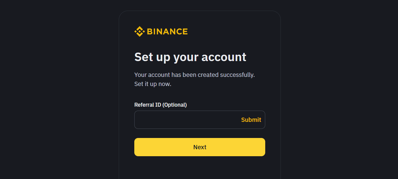Sign Up with a Binance referral ID