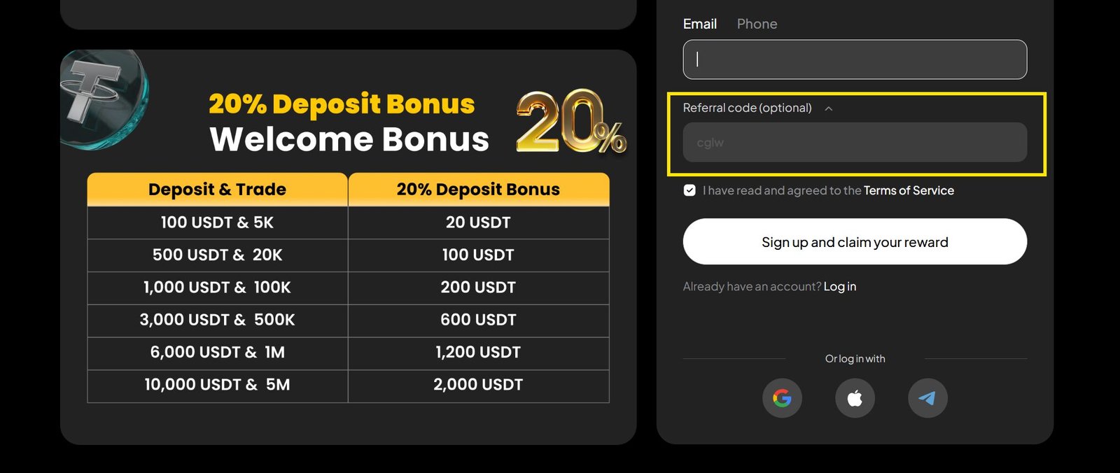 Create a new account using the WEEX invite code