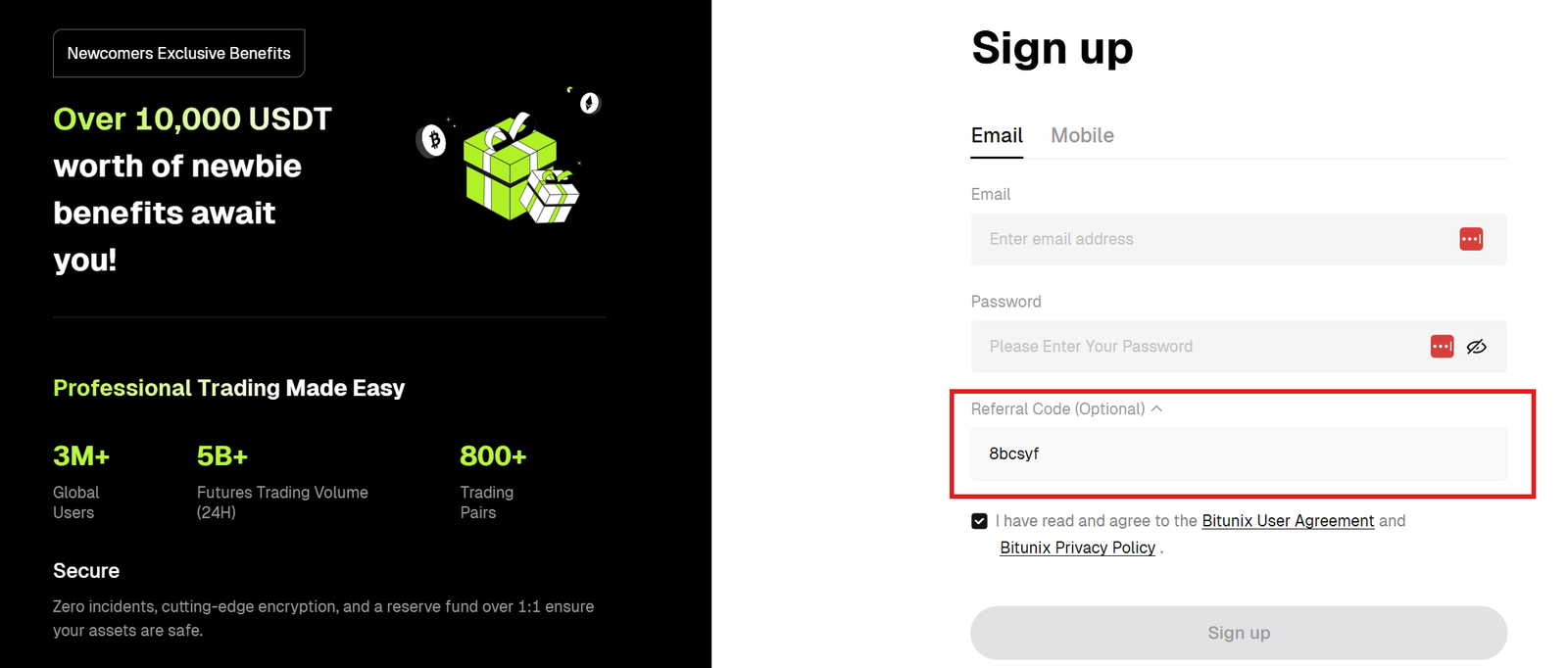 Create a Bitunix Account Using the Referral Link