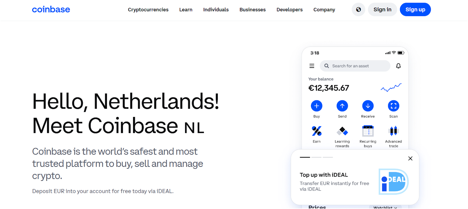 Coinbase: Regulated Dutch trading platform